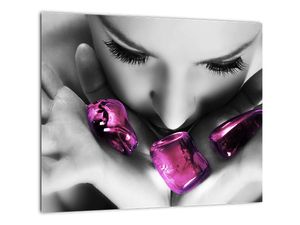 Tablou abstract - pietre violet în palma mâinii